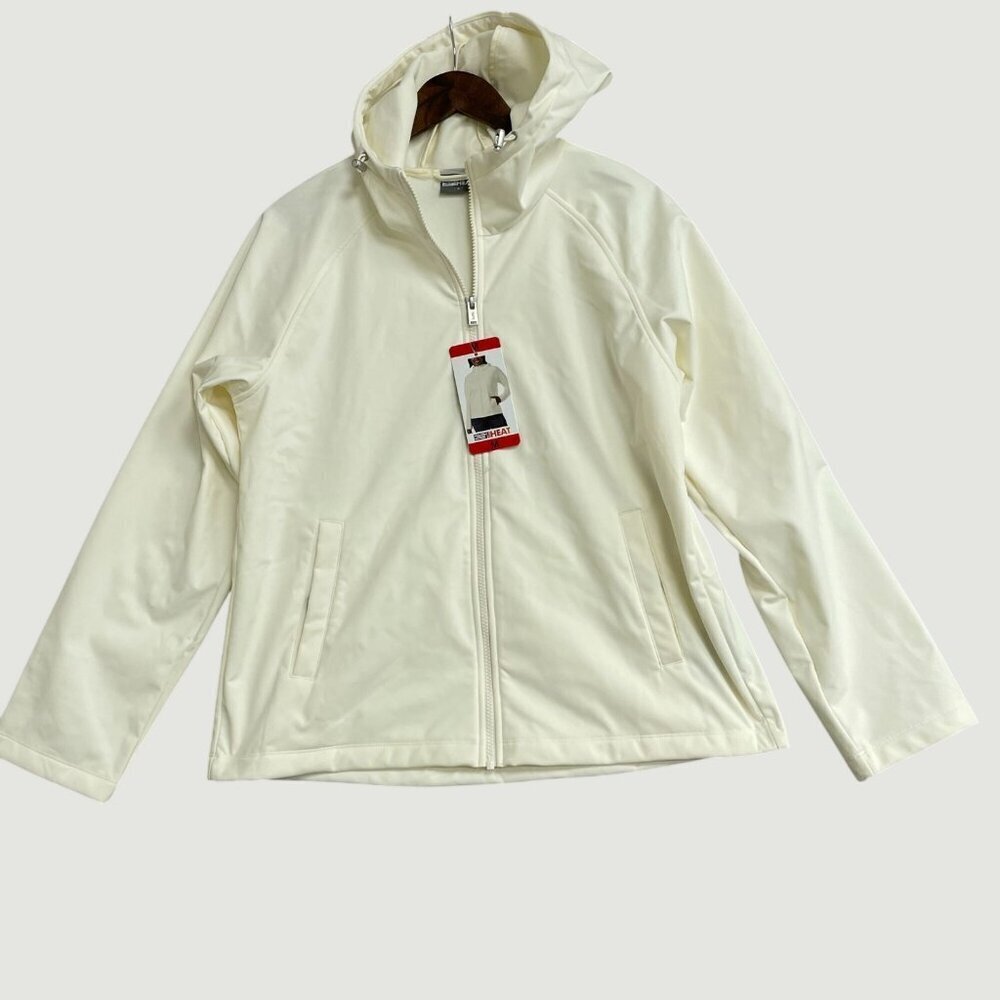 32 Degrees Heat Women's Medium Ivory Full-Zip Softshell Hooded Jacket M0262